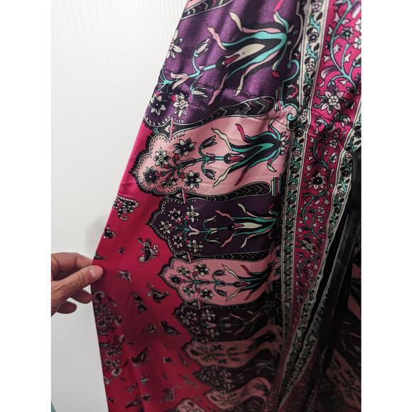 Vintage Y2K Boho Paisley Slip Dress Pink Black Handkerchief Hem Spaghetti Strap - Picture 8 of 10